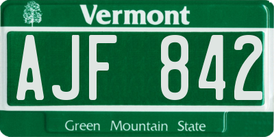 VT license plate AJF842