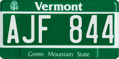 VT license plate AJF844