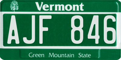 VT license plate AJF846