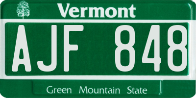 VT license plate AJF848