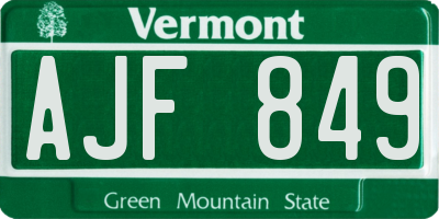 VT license plate AJF849
