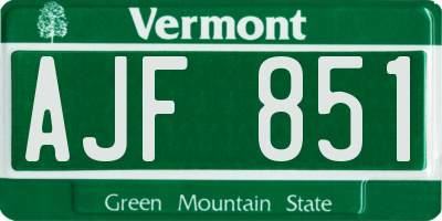 VT license plate AJF851