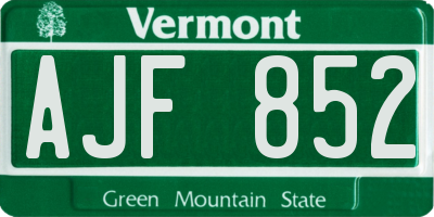 VT license plate AJF852