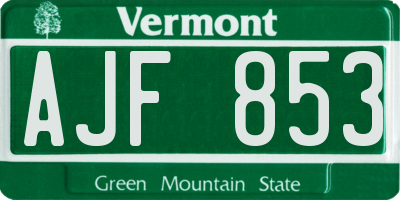 VT license plate AJF853