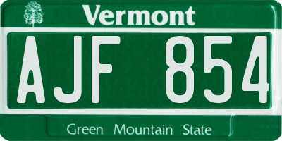 VT license plate AJF854