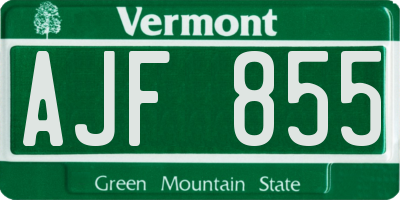 VT license plate AJF855