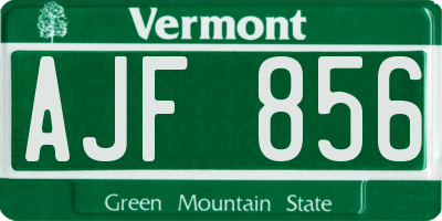 VT license plate AJF856