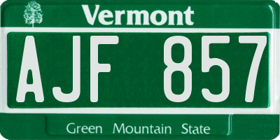 VT license plate AJF857