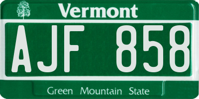 VT license plate AJF858
