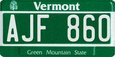 VT license plate AJF860