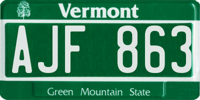 VT license plate AJF863