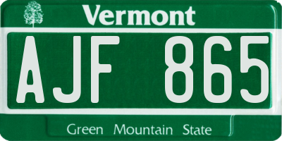 VT license plate AJF865