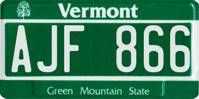 VT license plate AJF866