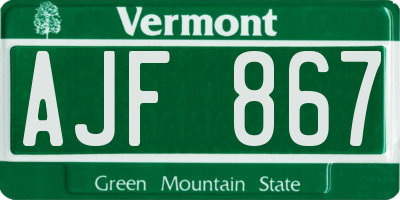 VT license plate AJF867