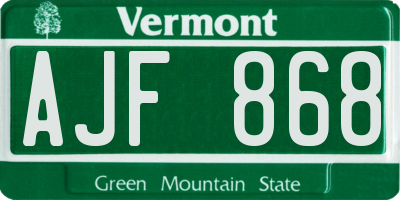 VT license plate AJF868