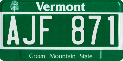 VT license plate AJF871