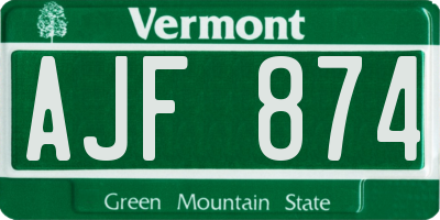 VT license plate AJF874