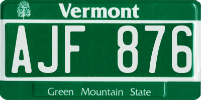VT license plate AJF876