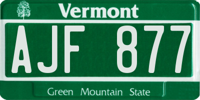 VT license plate AJF877