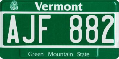 VT license plate AJF882