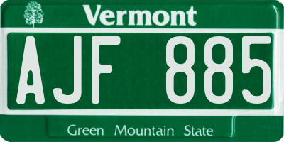 VT license plate AJF885