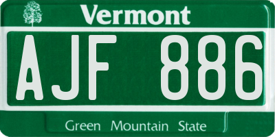VT license plate AJF886