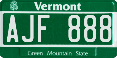 VT license plate AJF888