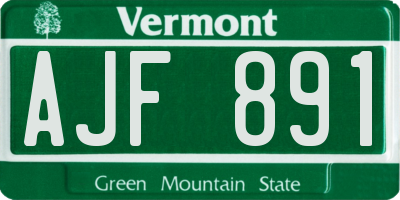 VT license plate AJF891