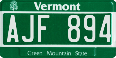 VT license plate AJF894