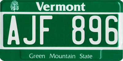 VT license plate AJF896