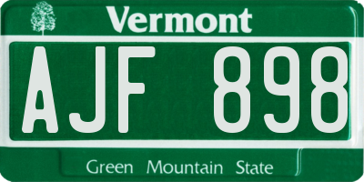 VT license plate AJF898