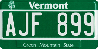 VT license plate AJF899