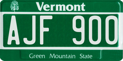 VT license plate AJF900