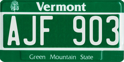 VT license plate AJF903
