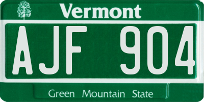 VT license plate AJF904