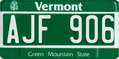 VT license plate AJF906