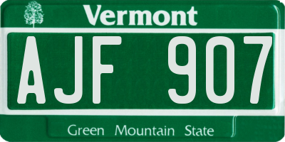 VT license plate AJF907