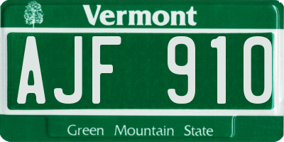 VT license plate AJF910
