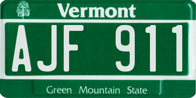 VT license plate AJF911