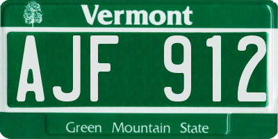 VT license plate AJF912