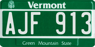 VT license plate AJF913