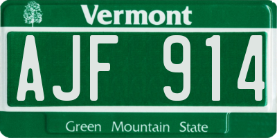 VT license plate AJF914