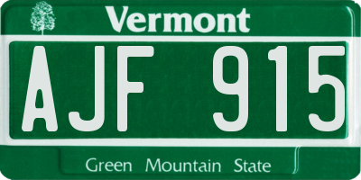 VT license plate AJF915