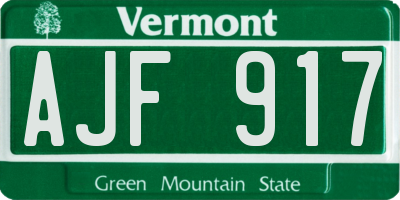 VT license plate AJF917