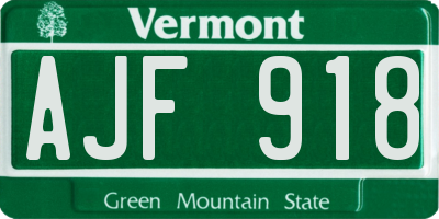 VT license plate AJF918