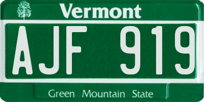 VT license plate AJF919