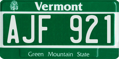 VT license plate AJF921