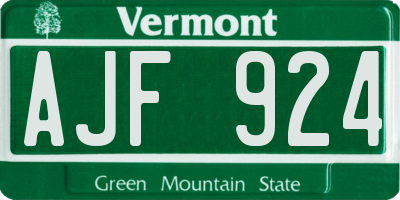 VT license plate AJF924