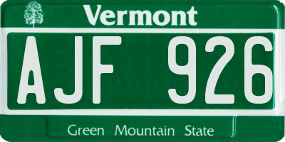 VT license plate AJF926