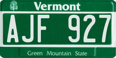 VT license plate AJF927